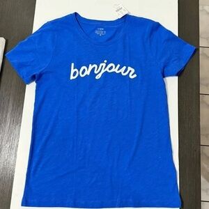 J. Crew Bright Blue Bonjour Tee